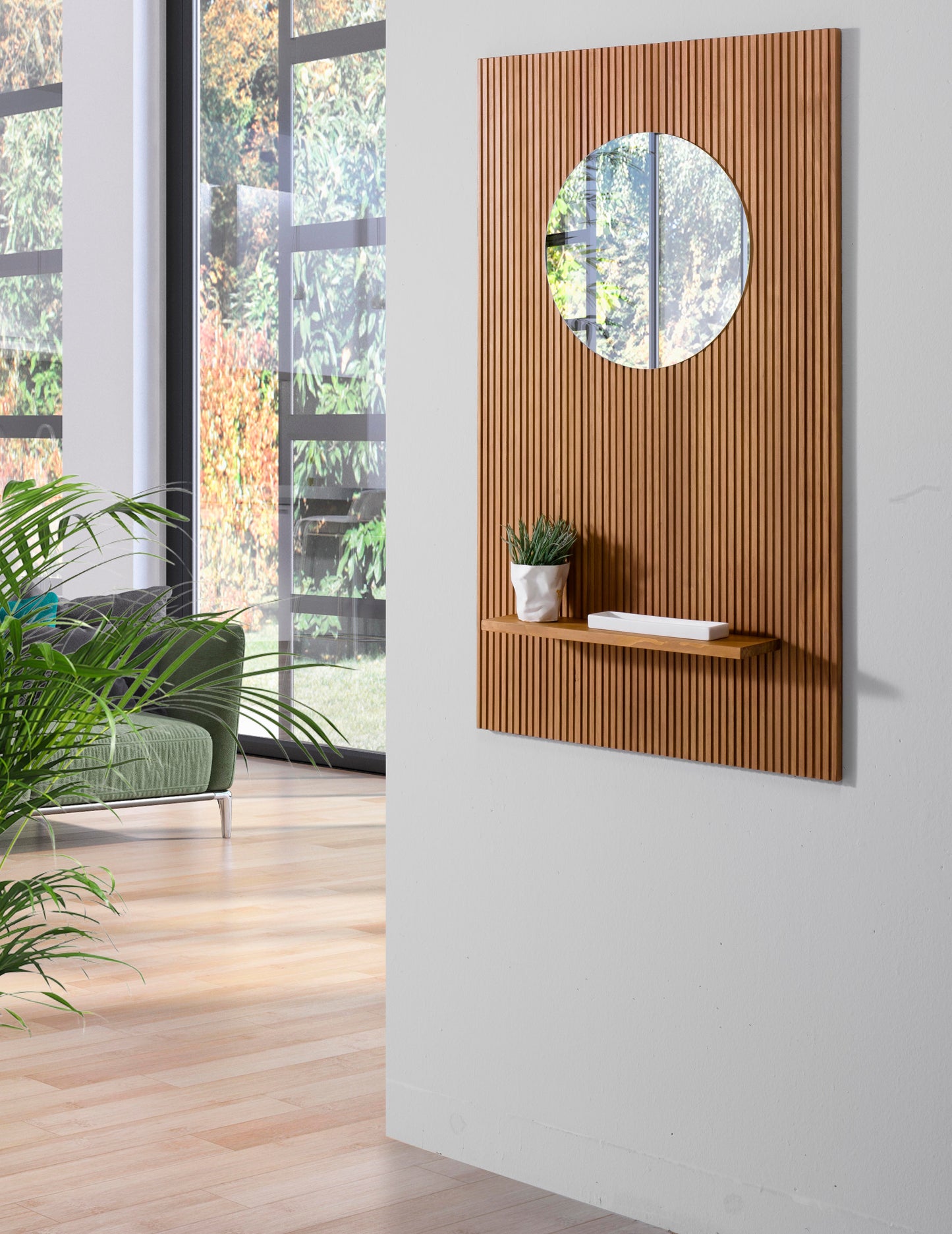 Mueble recibidor con espejo y estante, Ref.2300, Medidas 70*16*120h