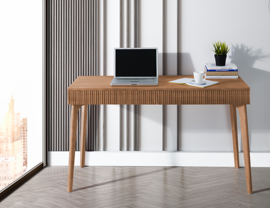 Mesa escritorio  con 2 cajones rayados en madera maciza de pino, Ref.600/601/602, Varias medidas.