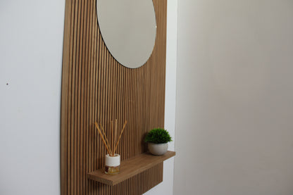 Mueble recibidor con espejo y estante, Ref.2300, Medidas 70*16*120h