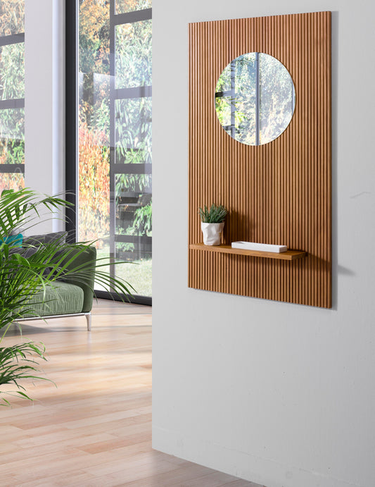 Mueble recibidor con espejo y estante, Ref.2300, Medidas 70*16*120h